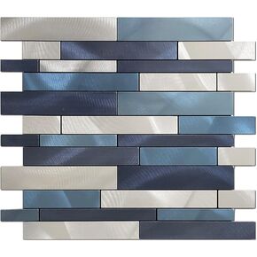 Weimeisc 10 Sheets Peel and Stick Backsplash Tile للمطبخ ، بلاط الفسيفساء ذاتيا ، عصا على الغرور الحمام ， ديكور الموقد ، طاولة الغسيل (11.25 "× 12.7") (سلسلة زرقاء)
