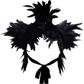 L'VOW Gothic Real Natural Feather Shrug Shawl Shoulder Wrap Cape Victorian Collar