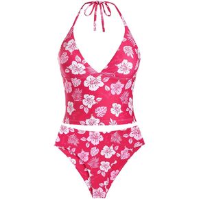 seamoly Floral Halter Tied Cheeky Tankini Set
