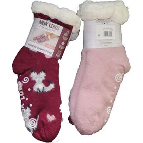 Kohl's Cabin Cozy Sock, 2 Pair, Fox Burgundy, sz L/XL (8-10)