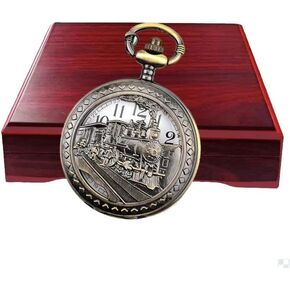 Udaney Locomotive Pocket Watch with Exquisite Box - Ideal Gift Choice