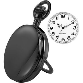 Tiong Bracket Pocket Watch Design Smooth Case Arabic Numerals Quartz with Chain Gifts for Birthday Father's Day