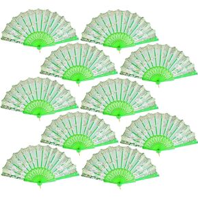 QIRMIZI 10 Pack Folding Fans – Handheld Spanish Style Fans,Bulk Hand Fans for Wedding, Tea Party, Dance, Church,Performance, Home Decorations, Festival, Gift,Deeppink