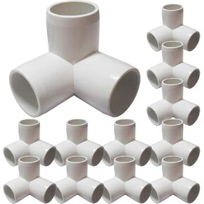 20Pack 1/2Inch PVC Fittings, 3Way Elbow PVC Furniture Fittings, 90 Degree PVC Elbow Side Outlet Tee, PVC Corner Fittings for Building PVC Furniture Greenhouse Shed Pipe Fittings Tent Connection