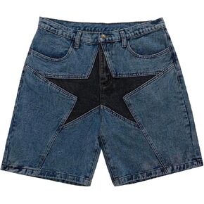 Aelfric Eden Unisex Star Patchwork Jorts Women Denim Shorts Men y2k Casual Baggy Streetwear Jeans Shorts