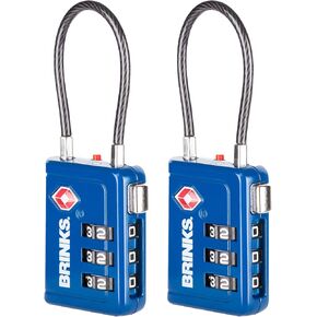 Brinks TSA Accepted Indicator Luggage Lock, Blue - Ressetable Combination, New More Secure TSA008 Key, 2 Pack