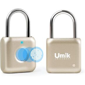 Smart Fingerprint Padlock, Combination Lock with USB Rechargeable, Waterproof, Suitable for Toolboxes, Backpacks, Suitcases, Luggage, School, Gym Lockers, Gates, Gold