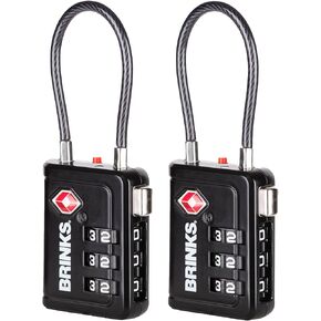 Brinks TSA مقبول قفل أمتعة مؤشر ، مجموعة أسود - Ressetable ، مفتاح TSA008 الجديد أكثر أمانًا ، 2 حزمة