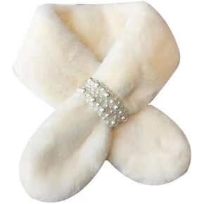 Faux Fur Knit Scarf for Women, Thickened Fleece Neck Warmer, Winter Solid Color Shawl