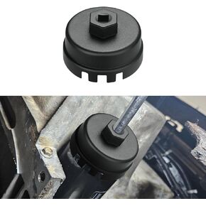 64mm 14-Slot Aluminum Oil Filter Wrench, Universal Oil Filter Removal Tool for Toyota/Lexus 2.5L to 5.7L Engines (Black)