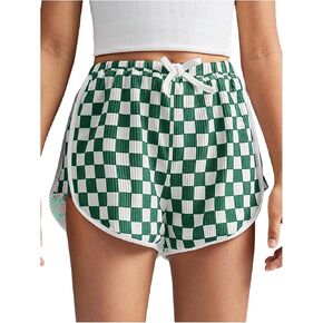 Floerns Girl's Plaid Print Track Shorts High Waisted Straight Leg Casual Shorts