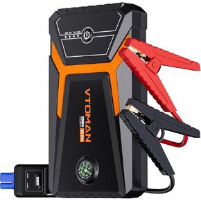 Vtoman V3 Pro 2000a Jump Starter ، بطارية بطارية بطارية بداية محركات محركات ديزل غاز 6L/4L ، صندوق قفزة ليثيوم ، 12V Auto Car Battery Charger Starter Boost Pack و Jumper Cables ، LED Lights