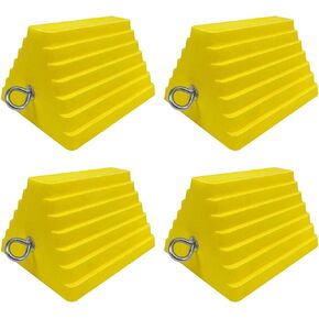 ROBLOCK 2 Pack Wheel Chocks Heavy Duty Orange with Eyebolt for Travel Trailer, 10" Length x 8" Width x 5.7" Height