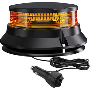 LED Amber Strobe Beacon Lights, Safety Warning Emergency Hazard Rotating Flashing Lights for Forklift Truck, Tractor, Golf Carts, ATV, Postal Car, 12-24V Magnetic Base and Permanent Mount