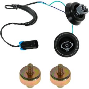 TRQ Knock Sensor with Harness Pair Kit Set for Chevy GMC Silverado Sierra Cadillac