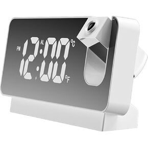 Projection Alarm Clock, 360 Degree Flexible Adjust LED Digital Clock Projector Clock with Memory Function Temperature Display for Bedroom Living Room Office Decoration(Black)
