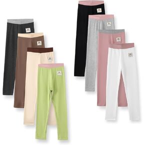 8 Pack Girls Leggings Yoga Pants for Kids Full Length Pants Toddler Girl Stretchy Leggings