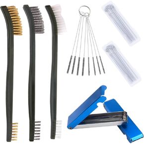 Carburetor Cleaning Kit, Welding Tip Cleaner Set & Carb Cleaner Tools with 26 Cleaning Wires Set 8 Cleaning Needles 3 Double-Ended Polishing Brush for Automotive, Motorcycle, ATV Maintenance