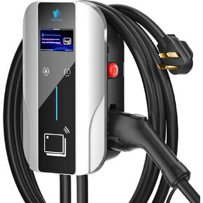 Level 2 EV Charger J1772 Fast Charging,EV Chargers for Home 40 Amp-Smart Display,Electric Car Charger 240V,Electric Vehicle Charging Stations Outdoor/Indoor,Charge Point NEMA 14-50 Home Flex, 25ft