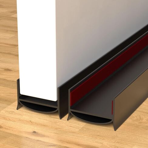 Door Draft Stopper, Strong Adhesive Door Sweep for Exterior and Interior Doors, 39" Length Cuttable Under Door Seal. (White, 1 Pack) in Saudi Arabia