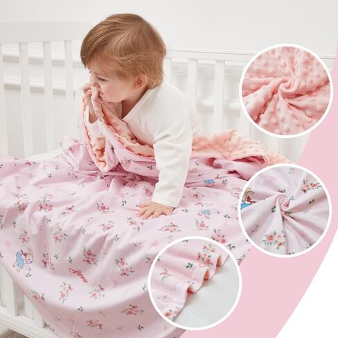 QSTEHEML Baby Blankets Super Soft for Girls, Minky Lightweight Blanket with Double Layer Unisex Newborn Personalized Travel Blanket for Toddler Nursery, Pink Elephant, 30X40 Inches in Saudi Arabia