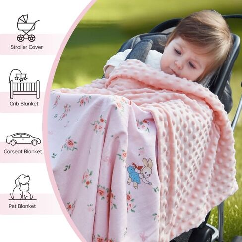 QSTEHEML Baby Blankets Super Soft for Girls, Minky Lightweight Blanket with Double Layer Unisex Newborn Personalized Travel Blanket for Toddler Nursery, Pink Elephant, 30X40 Inches in Saudi Arabia