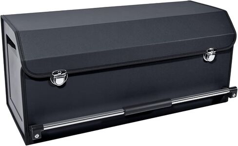 XCF Car Organizer Trunk, Durable Collapsible Leather Trunk Organizer with Lid and Sturdy Handle, Auto Cargo Storage Compartments, SUV/Car Accessories for Men/Women (11.4 x 27 x 12.2, Black) in Saudi Arabia
