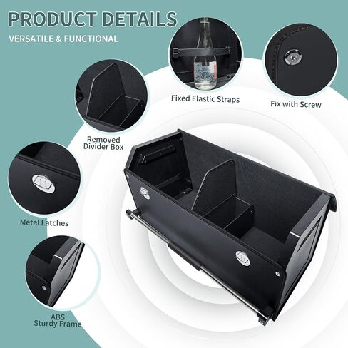 XCF Car Organizer Trunk, Durable Collapsible Leather Trunk Organizer with Lid and Sturdy Handle, Auto Cargo Storage Compartments, SUV/Car Accessories for Men/Women (11.4 x 27 x 12.2, Black) in Saudi Arabia