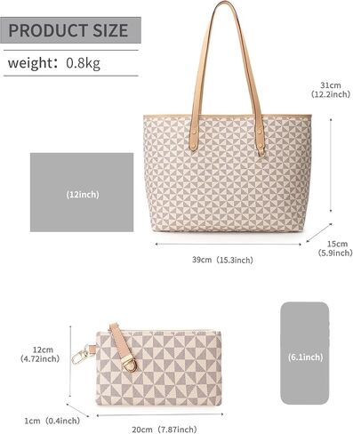 Women's Tote Top Handle Handbags Vegan Leather Designer Handbags for Women Fashion Shoulder Bag with Wallet for Ladies 2psc in Saudi Arabia