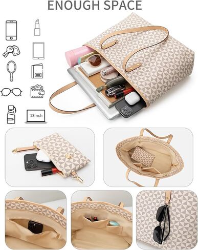 Women's Tote Top Handle Handbags Vegan Leather Designer Handbags for Women Fashion Shoulder Bag with Wallet for Ladies 2psc in Saudi Arabia
