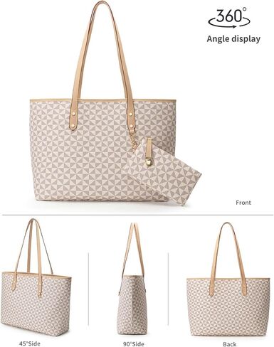 Women's Tote Top Handle Handbags Vegan Leather Designer Handbags for Women Fashion Shoulder Bag with Wallet for Ladies 2psc in Saudi Arabia