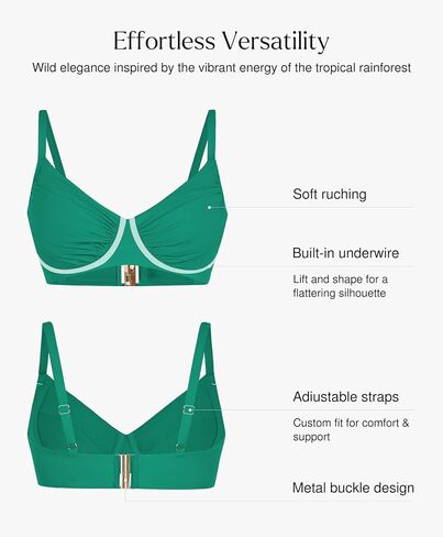 Popilush Bikini Tops for Women - Underwire Swimsuits Push Up Shapewear Ruched Bikinis Swimsuit Tops 2025 Bathing Suit in Saudi Arabia