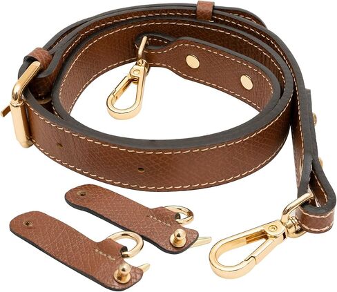 Upgraded Leather Mini Bag Strap, Adjustable Crossbody Replacement Strap, Anti-Slip Shoulder Strap with Buckles, Compatible with Longchamp Handbags & Mini Bags-Brown L in Kuwait