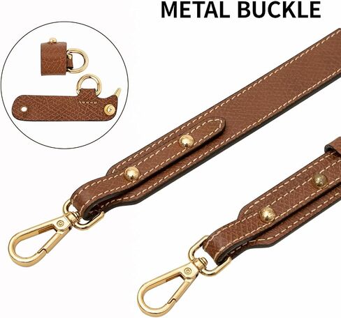 Upgraded Leather Mini Bag Strap, Adjustable Crossbody Replacement Strap, Anti-Slip Shoulder Strap with Buckles, Compatible with Longchamp Handbags & Mini Bags-Brown L in Kuwait