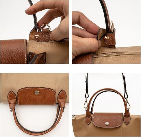 Upgraded Leather Mini Bag Strap, Adjustable Crossbody Replacement Strap, Anti-Slip Shoulder Strap with Buckles, Compatible with Longchamp Handbags & Mini Bags-Brown L in Kuwait