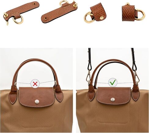 Upgraded Leather Mini Bag Strap, Adjustable Crossbody Replacement Strap, Anti-Slip Shoulder Strap with Buckles, Compatible with Longchamp Handbags & Mini Bags-Brown L in Kuwait