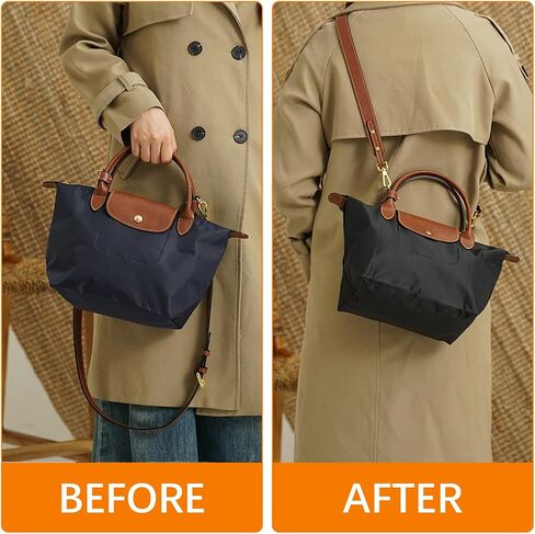 Upgraded Leather Mini Bag Strap, Adjustable Crossbody Replacement Strap, Anti-Slip Shoulder Strap with Buckles, Compatible with Longchamp Handbags & Mini Bags-Brown L in Kuwait