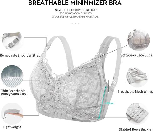 Ailivin No Wire Plus Size Compleice Coverage Full Limitizer Bra مريح صدرية المرأة in Kuwait