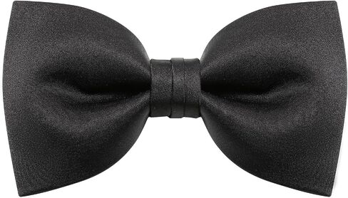 Mens Black Bow Tie Matte Satin Silk Adjustable Solid Pre-tied Bow Ties for Men with Gift Box in Saudi Arabia