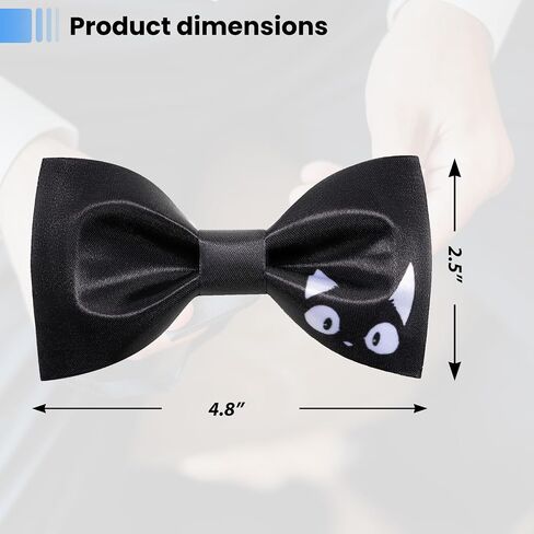Mens Black Bow Tie Matte Satin Silk Adjustable Solid Pre-tied Bow Ties for Men with Gift Box in Saudi Arabia