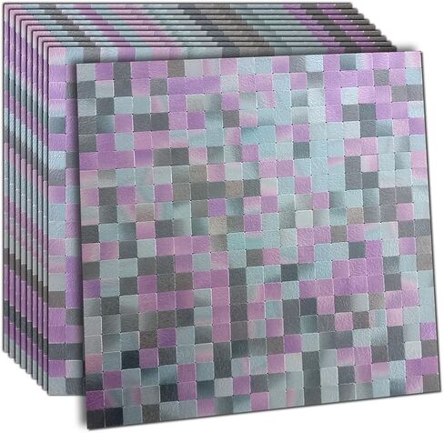 XUANINY Self-Adhesive Metal Backsplash, Peel and Stick Tile for Kitchen Brushed Aluminium Surface Backsplash (10 Printed Purple) in Saudi Arabia