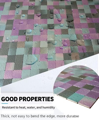 XUANINY Self-Adhesive Metal Backsplash, Peel and Stick Tile for Kitchen Brushed Aluminium Surface Backsplash (10 Printed Purple) in Saudi Arabia