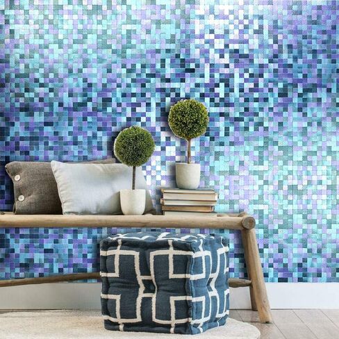 XUANINY Self-Adhesive Metal Backsplash, Peel and Stick Tile for Kitchen Brushed Aluminium Surface Backsplash (10 Printed Purple) in Saudi Arabia