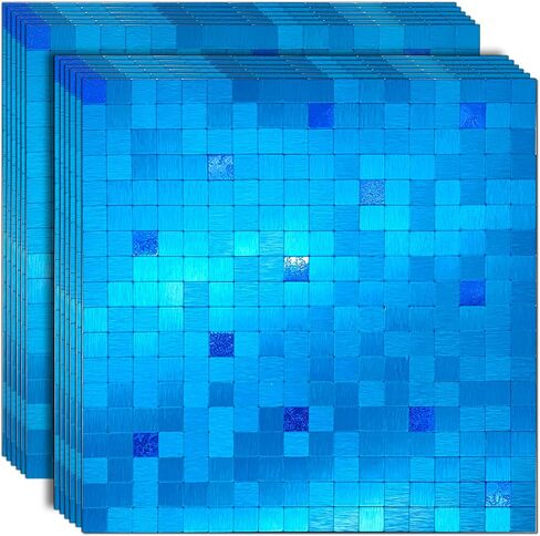 XUANINY Self-Adhesive Metal Backsplash, Peel and Stick Tile for Kitchen Brushed Aluminium Surface Backsplash (10 Printed Purple) in Saudi Arabia