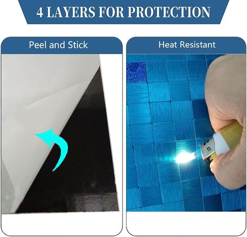 XUANINY Self-Adhesive Metal Backsplash, Peel and Stick Tile for Kitchen Brushed Aluminium Surface Backsplash (10 Printed Purple) in Saudi Arabia