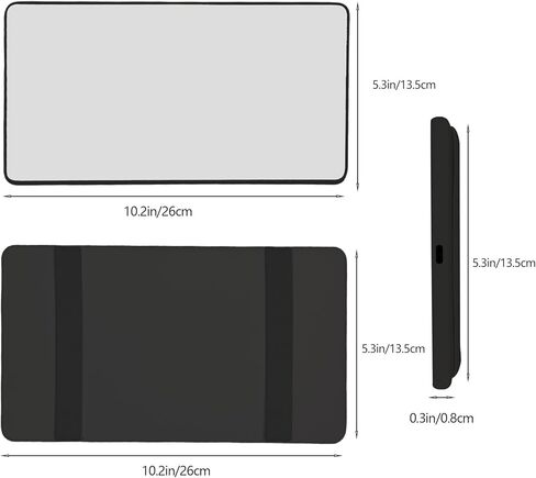 Car Mirror Vanity for Sun Visor - No LED Light, Large Car Visor Mirror for Makeup, Sun-Shading Cosmetic Universal for Vehicle & Truck, Black in Kuwait