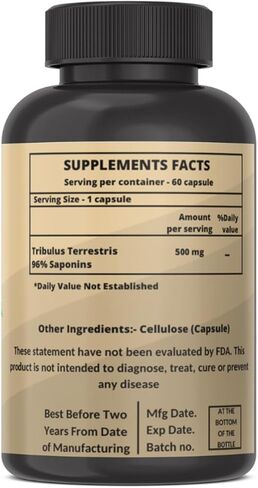 ملحق Tribulus Terrestris للرجال والنساء الداعم للطاقة والحيوية والقدرة على التحمل والأداء (حزمة 60 كبسولة) in Kuwait