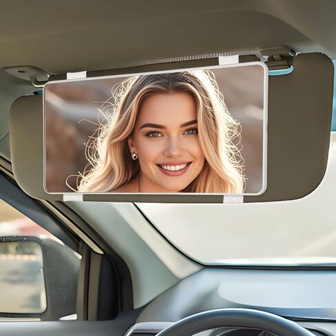 Car Mirror Vanity for Sun Visor - No LED Light, Large Car Visor Mirror for Makeup, Sun-Shading Cosmetic Universal for Vehicle & Truck, Black in Saudi Arabia