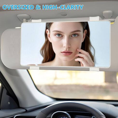 Car Mirror Vanity for Sun Visor - No LED Light, Large Car Visor Mirror for Makeup, Sun-Shading Cosmetic Universal for Vehicle & Truck, Black in Saudi Arabia