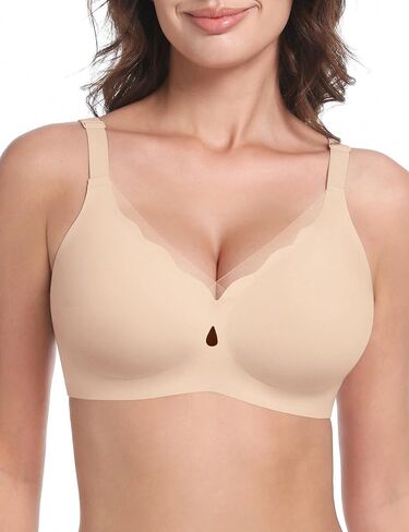 LUCKMEEY Bras for Women No Underwire Wireless Mesh Seamless T-Shirt Bra Full Coverage Push up Comfortable Everyday Bra in Saudi Arabia